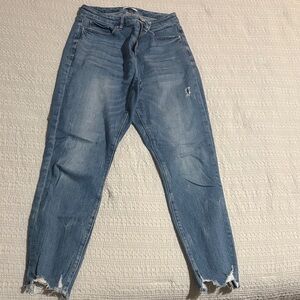 LOFT Curvy Jeans in Distressed Blue